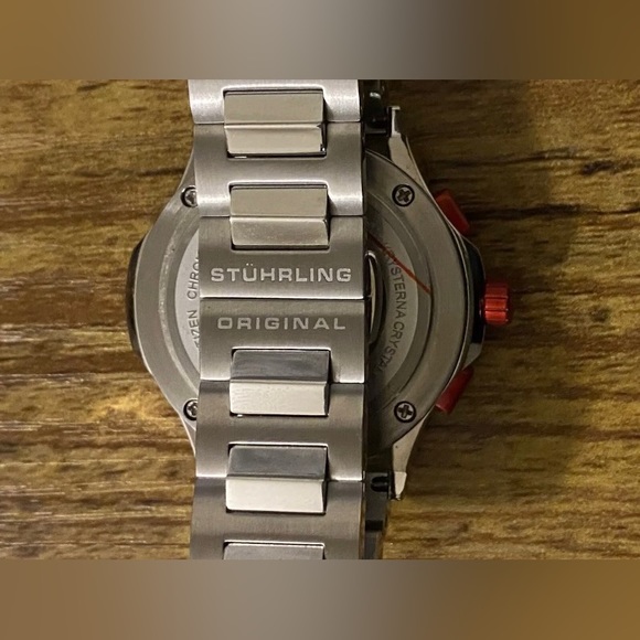 Sturhling Original Chronograph Women’s Ladies Watch Stainless Red ~Needs Battery - Picture 8 of 12